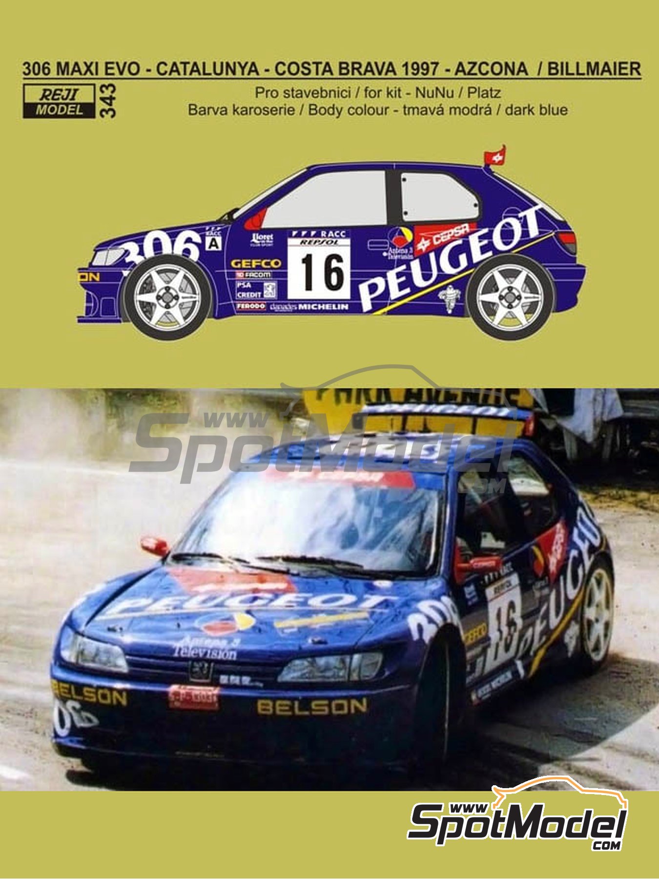 Reji Model 343: Marking / livery 1/24 scale - Peugeot 306 Maxi Evo